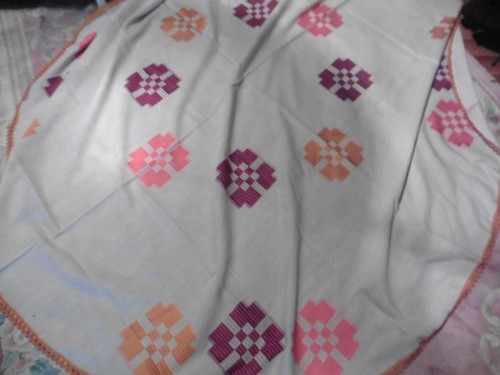 Vintage ancienne nappe - nappe, ronde