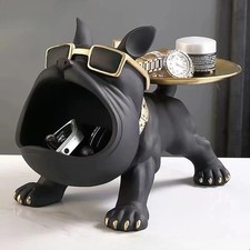 Statue Bouledogue Résine 30cm | Cadeau Chien Sculpture Décoration & Rangement
