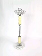 Vintage Crystal and Marble Standing Ashtray with Metal and Resin Stand