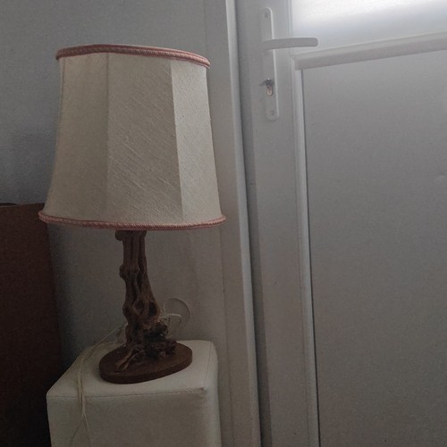 Lampe table beige marron - lampe,