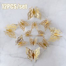12x 3D Butterfly Wall Stickers Art Decoration Metallic Mural Wall Door Decals