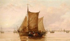 Dream-art Oil painting James_Webb-A_Barge_on_the_Texel seascape sail boats art