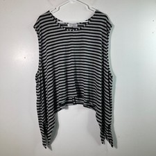 Womens Transparente Lagenlook Breton Stripe Top Sleeveless Black Gray Viscose El