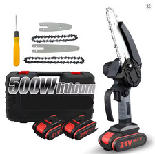 Mini Chainsaw 4 inch 6 inch Portable Chainsaw with Security Lock 2 Chains 21V Re