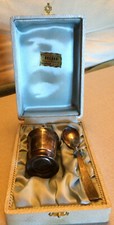antique silverware gift box birth/bapteme France 1962
