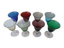 8 Hand Blown Party Color Glasses with Twisted Foot 