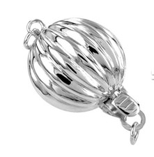 14K or 18K White Gold Beads For Necklace Bracelet Lantern Clasp 6 7 8 9 10 12mm