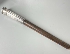 SILVER Knob Cane Barrel Interlacing Draped Laurels Flowers