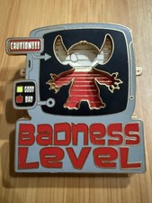 2005 Disney Pin ~ STITCH ~ Badness Level Slider Lever Moves Up & Down #PP39917