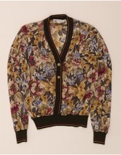 DOMINA Womens V-Neck Jumper Sweater UK 14 Medium Multicoloured Floral AE08