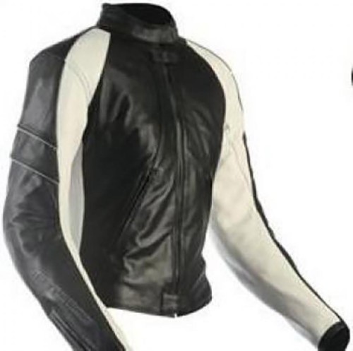 Blouson veste cuir - moto, blanc