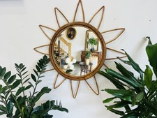 Miroir soleil en rotin