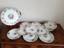 Limoges Porcelain Dessert Set Hand Painted Decor Mint Condition