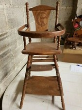 CHAISE HAUTE EN BOIS, POUR POUPÉE, OURSON, VINTAGE DES ANNÉES 30