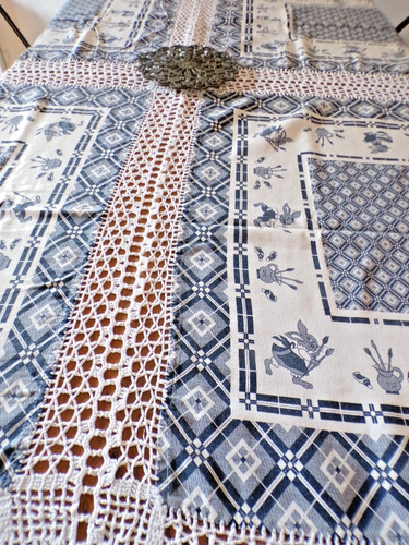 Nappe ancienne coton - en, motifs
