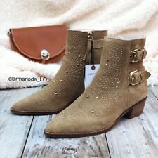 ZARA NEW RARE SAND BEIGE STUDDED LEATHER ANKLE BOOTS 6124/301 US 9 EU 40