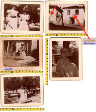 No. 5 photos on cardboard 1900ca NOBLE LADIES - TOWN HALL SQUARE - GOLDEN BORDER