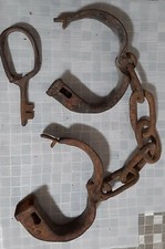 LOT OF OLD PONTIFICAL HANDCUFFS (ankle) WROUGHT IRON century RARE 