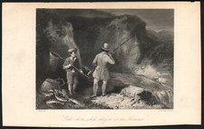 1830 Gravure anglaise pêche