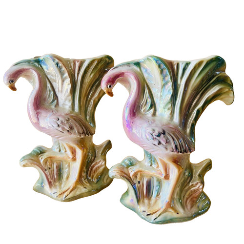 Paire vases flamant rose - paire,