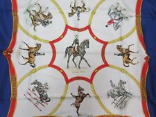 Authentic HERMES Scarf 100% Silk Le General L'Hotte Blue Multi Color Good 103547