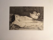 d. Charles NEGRE (1820-1880) ENGRAVING EAU FORTE NAKED WOMAN SWAN PRE PHOTO 1850