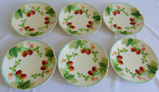 6 DESSERT PLATES SLINGSHOT FAIENCE CHOOSE THE KING STRAWBERRY DECOR