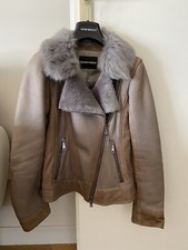 Magnifique Blouson Cuir Et Fourrure Emporio Armani 34