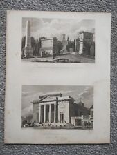 Pere La Chaise & Eglise de St Phillippe du Roule, Paris - Antique Print - 1831