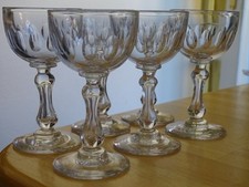 VAL ST LAMBERT 6 ANCIENS VERRES A APERITIF EN CRISTAL TAILLE OLIVES ht 10,5 cm