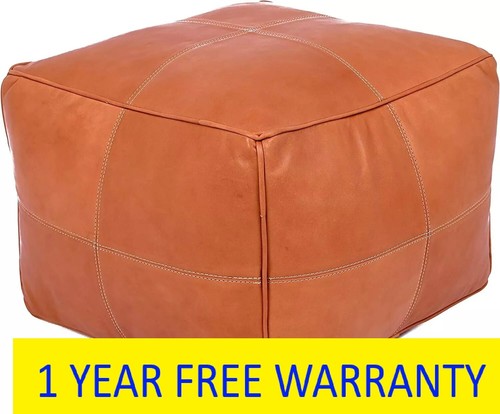 Leather square pouf ottoman - leather,