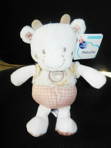 Doudou peluche vache blanche - doudou,