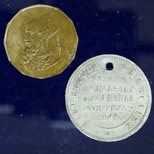 2x France Medal Token: Reunion 1648 / 1848 + L'Africain Mouzalabaloued