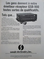 5/1974 PUB SUNAIR ELECTRONICS TRANSMITTER RECEIVER GSB-900 ORIGINAL FRENCH AD
