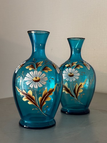 Pair bohemian crystal vases - of,