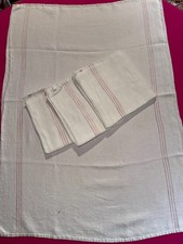 3 large antique linen tea towels with liteaux 90 cm x 65 cm ref T218