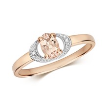 Bague Femme Or Rose 9 k/carat et Diamant avec Morganite
