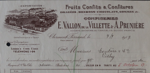 Facture clermont ferrand - clermont, 1917