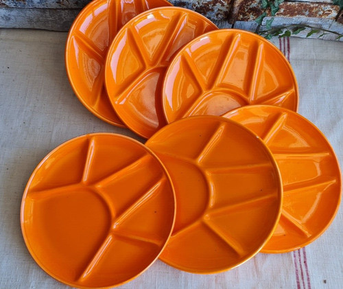Anciennes assiettes orange - 6,