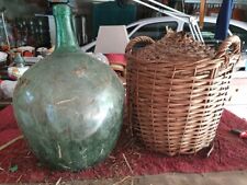 DAME JEANNE VERRE-soufflé moulé vert 20 litres  n1  FRANCE ancienne bonbonne