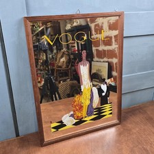 Miroir publicitaire sérigraphié VOGUE femme et homme élégants– Art déco 1970