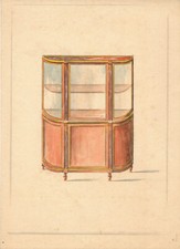 Dessin original drawing - Vitrine style Louis XV- HOUSSEAU -projet Ameublement