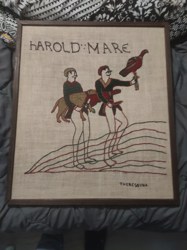 Ancien tableau laine sur toile - tableau,