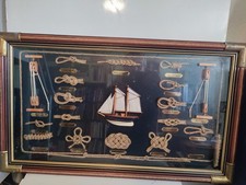SEA SHOWCASE FRAME 18 PIECES KNOT MUGS + SAILBOAT 70X40 CM NEW BOX 1