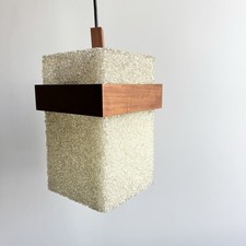 Vintage Scandinavian Wood and Perspex Tek Pendant Chandelier - 60s / 70s