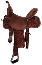 Selle de cheval Western Barrel Equestrian Leather Racing Premium Tack taille ...
