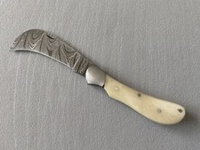 Couteau de poche serpette élégance damas os