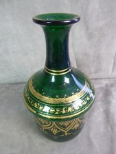 Blown glass BOTTLE, gilding decor. Antique.