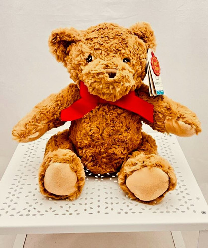 Peluche ours beige avec noeud - beige,