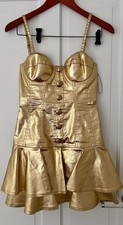 Moschino Couture runway gold mini Dress and Jacket set XS FR34
